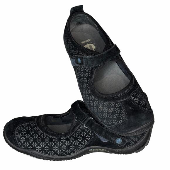 Merrell Circuit Mary Jane Shoes Womens 7.5 Black Suede Ortholite Sporty Comfort - Picture 2 of 13